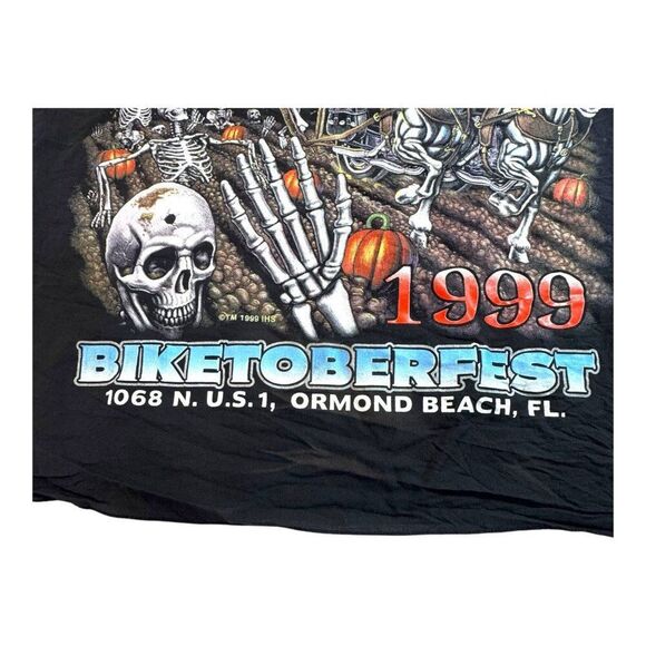 Vintage 1999 Iron Horse Saloon Biketoberfest Bandana Biker Skeleton Pumpkin - Picture 6 of 7